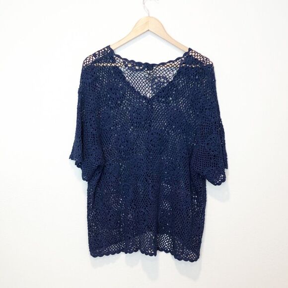 Vintage Teddi Crochet Open Knit Cardigan Short Sleeve Cottagecore Boho - Picture 3 of 10